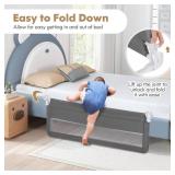 BABY JOY Bed Rails for Toddlers, 59ââ Extra Long, Upgraded Swing Down Bed Guard w/Safety Straps, Folding Baby Bedrail for Kids Twin, Double, Full Size Queen & King Mattress (Gray, 59-Inch)