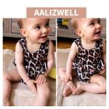 Infant Baby Girls Swimsuit Two Piece Cheetah Ruffle Bathing Suit Bikini Tops Bottoms Swimming Suit Swimwear Beach Wear Leopard Black 6-12 Months