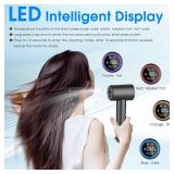 Hair Dryer, 1500W High Speed 110000 RPM Blow Dryer with Plasma Tech (Positive+Negative Ionic), LCD Display, 5 Modes, Thermo-Control, Low Noise, Fast Drying Travel Hair Dryer for Home or Travel (Gray) 