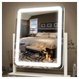 FENNIO Vanity Mirror with Lights - 15"x12.6" LED Lighted Makeup Mirror, Large Makeup Mirror with Lights, Touch Screen with 3-Color Lighting, Dimmable, for Vanity Desk Tabletop, Bedroom