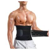 MOLUTAN Men Waist Trainer Trimmer for Tummy Control Compression Shapewear Body Shaper Sweat Belt Large Black