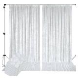 30ftx10ft Wrinkle Free White Velvet Backdrop Curtain for Parties, Silky Photo Backdrop Drapes Soft Luxury Cloth for Wedding Birthday Party Events Photography Background, 6 Panels 5ftx10ft - Retail: $8