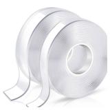 KUSUFEFI Double Sided Adhesive tape Heavy Duty, Double Stick Mounting (2 Rolls, Total 20FT), Clear Two Sided Wall tape Strips, Removable Poster tape for Home, Office, Car, Outdoor Use