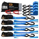 Ratchet Tie Down Straps, Tankpower 1650LB Break Strength Heavy Duty Ratchet Straps Set - UTV Truck Dirt Bike Motorcycle Trailer Accessories Securing Cargo Moving Straps - Blue