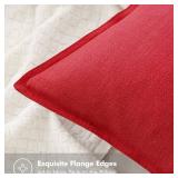 MIULEE Decorative Linen Pillow Covers 12x20 Inch Red ?Boho Farmhouse? ?Neutral Couch Throw Pillows for Bed Pack of 2 Accent Pillowcase Spring Modern Sofa Cushion Livingroom Home Decor