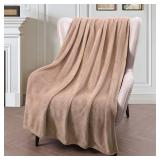 Exclusivo Mezcla Extra Large Fleece Throw Blanket for Couch, Sofa, 300GSM Super Soft and Warm Blankets, Camel Throw All Season Use, Cozy, Plush, Lightweight, 50x70 Inches Retail $13.81