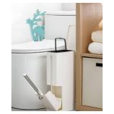 Baffect 2 Liter White Slim Bathroom Trash Can with Lid and Toilet Brush Holder Retail $29.97