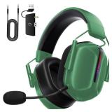 RYR Wireless Gaming Headset for Xbox Series X|S, Xbox One, PC, PS5/4, Mac, Mobile, Switch, 3D Surround Sound, Bluetooth 5.3, 60H Battery, Gaming Headphones with Detachable Noise Canceling Mic-Green Re