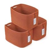 Cotton Rope storage Basket Bins Woven Basket for Organizing Shelves Rectangle Decorative Baskets For storage Clothes Toys Books Towels Square Wicker Nursery basket organizer 3 pack Rust Retail $40.99