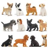 Toymany 12PCS Mini Dog Figurines Toy Set, Realistic Detailed Plastic Puppy Figures Playset, Hand Painted Dogs Animals Toy, Cake Toppers Easter Eggs Christmas Birthday Gift for Kids Toddlers Retail $11