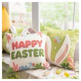 Ashler Easter Bunny Pillow, Easter Decorations Pillow Covers, Rabbit Pillow Covers, Light Green 18X18 in Pillow Cover, Set of 2 for Easter Home Decor, Cute Rabbit Pillowcases for Spring Retail $23.95