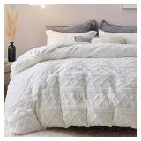 Bedsure Fluffy Duvet Cover Set - Faux Fur Duvet Cover Queen Size, White Warm Plush Bedding for Winter, 3-Piece Set with Zipper Closure (90"x90") and 2 Pillow Shams, Comforter Not Included