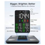 RENPHO Smart Scale for Body Weight, FSA HSA Eligible, Weight Scale with 7-in-1 Large Display for BMI, Body Fat, Muscle Mass, 13 Body Composition, High Accurate Bluetooth Scale, 500lbs, 11.8", Elis 2XL