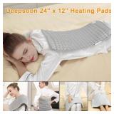 Electric Heating Pads,Heating Pads for Back,Shoulder,Hot Pad for Neck and Arms,Abdomen,Moist Heated Pad for Legs and Knee,Auto Shut Off(Light Gray, 24