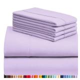 LuxClub 4 PC Full Sheet Set, Breathable Luxury Bed Sheets, Deep Pockets 18" Wrinkle Free Cooling Bed Sheets Machine Washable Hotel Bedding Silky Soft - Lavender Full