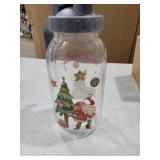 Christmas Glass Mason Jar Pitcher, 32 oz Wide Mouth Jug with Pour Spout Handle Lid for Breastmilk,Cold Brew Coffee, Ice Beverage, Iced Juice, Lemonade, Sun Tea, Fruit Drinks Container(Grey)