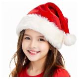 BSVI Santa Hat for Kid Christmas Hat Holiday Comfort Extra Thicken Keep Warm Red Velvet Unisex Xmas Hat for Festive New Year Party