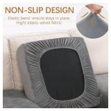 hyha Velvet Couch Cushion Covers, Soft Sofa Seat Covers for sectional 3 Cushion Couch Washable, Magic Sofa Slipcover with Elastic Bottom, Non-Slip Furniture Protector for Pets, Kid(3PC, Grey)