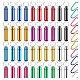 Jinei 40 Pcs Aluminum Metal Pill Box Case Organizer Waterproof Mini Storage Pill Container Portable Pill Case Keychain with Multifunctional Buckles for Daily Use Outdoor Camping Travel (Multicolor)