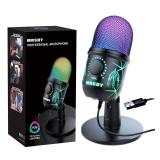 MRSDY USB Microphone, Plug and Play Gaming Mic for PC, Mac, PS4/5, Podcast Microphone with RGB, Mute, Monitor, Noise Reduction, Volume Gain, Great for Recording, Streaming