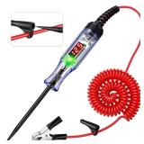 Automotive Test Light with 5-120V LED Digital Voltage Display, Circuit Tester Automotive with Voltmeter & Dual Color Polarity Indicator, Electrical Test Pen with Long Probe for Car RV Fuse Checker