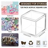 Tuanse 120 Pcs Acrylic Box with Lid Clear Small Acrylic Box Plastic Square Cube with Lid Mini Acrylic Containers Display Box 2.2 x 2.2 x 2.2 Inch for Candy Pill Tiny Jewelry Toys Gifts