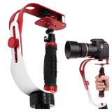 AFUNTA Pro Handheld Video DSLR Camera Stabilizer Steady Compatible GoPro Cannon Nikon Sony Camera Cam Camcorder DV Smartphone up to 2.1 lbs with Smooth Pro Steady Glide -Red/Silver/Black