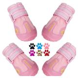 QUMY Dog Shoes for Large Dogs, Medium Dog Boots & Paw Protectors for Winter Snowy Day, Summer Hot Pavement, Water-Resistant in Rainy Weather, Outdoor Walking, Indoor Hardfloors Skid-Resistant Sole