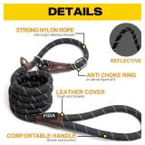 Fida Durable Slip Lead Dog Leash, 6 FT x 1/2" Heavy Duty Comfortable Strong Rope Leash for Large, Medium Dogs, No Pull Pet Training Leash with Highly Reflective, Black