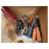 Wooden box full of Screwdrivers