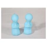 Pair of Fenton Blue Custard Figurines