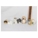 5 Pekingese dog figurines