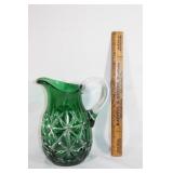 Large Green cut glass pitcher