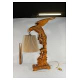 VTG Hand carved wooden eagle lamp