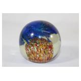 Blue and Multi-Color Round Glass Paperweight