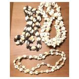 Trio Of Kowrie Puka Shell Beaded Necklaces