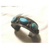 Dead Pawn Native Hopi Chunky Turquoise Cuff 1940