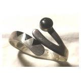 Vintage Mexican Sterling & Onyx Abstract Bracelet