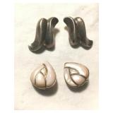 Vtg Mexican Sterling Silver Clip On Earrings