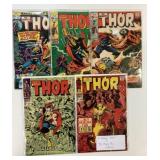 5 Vintage Marvel The Mighty Thor Comics 1968-74