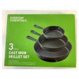 New 3 Pc Cast Iron Skillet Set Everyday Essentials