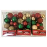 3 New Pks 20 Count Mini Shatterproof Ornaments