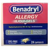 Sealed Benadryl Allergy Liqui Gels 24 Pack