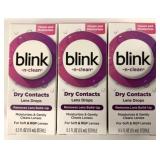 3 Blink n Clean Dry Contacts Lens Drops 15ml/ea