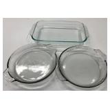 Pyrex Casserole & 2 Anchor Hocking Pie Dishes