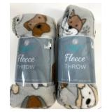 2 New Comfort Bay 50x60" Fleece Throws Pets