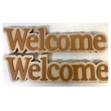 2 New 16" Welcome Wooden Shelf Sitters