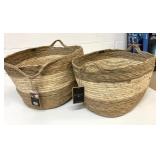 2 New BomBay Woven Hand Crafted Baskets