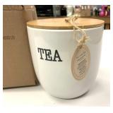 New 1.8L Ceramic White Tea Canister w/Bamboo Lid