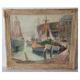 Boats Oil On Canvas Art  By L E Davidson